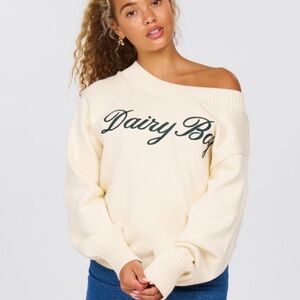 Dairy Boy Cream Off-Shoulder Sweater XS